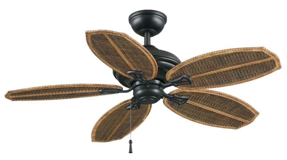 Provencal Gold Ceiling Fan With Five Antique Dark Wicker