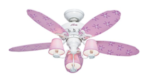 Hunter Dreamland 44-in White and Pink Kids Downrod or Flush Mount Ceiling Fan with Light Kit