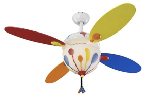 Monte Carlo Balloon and yellow, orange, red, blue blades kids ceiling fan