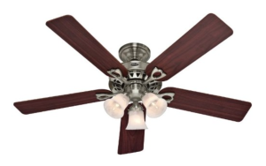 Hunter Fan Company 53117 Sontera 52-inch Brushed Nickel Ceiling Fan with Five Cherry:Maple Blades - Light Kit - Remote Control